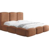 POLSTERBETT Harmony mit Bettkasten & Lattenrost in Terrakotta Chenille 120 x 200 cm - Birkefarben/Terracotta, Holzwerkstoff/Kunststoff (120/200cm) - WFL GROUP