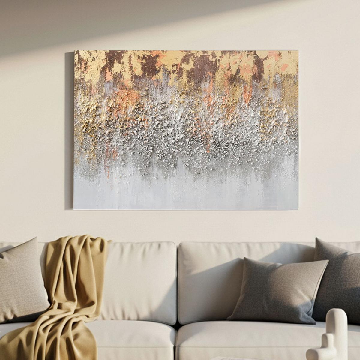 ACRYLBILD HANDGEMALT 90/60 cm - Weiß/Grau, Holz/Textil (90/60cm) - KUNSTLOFT