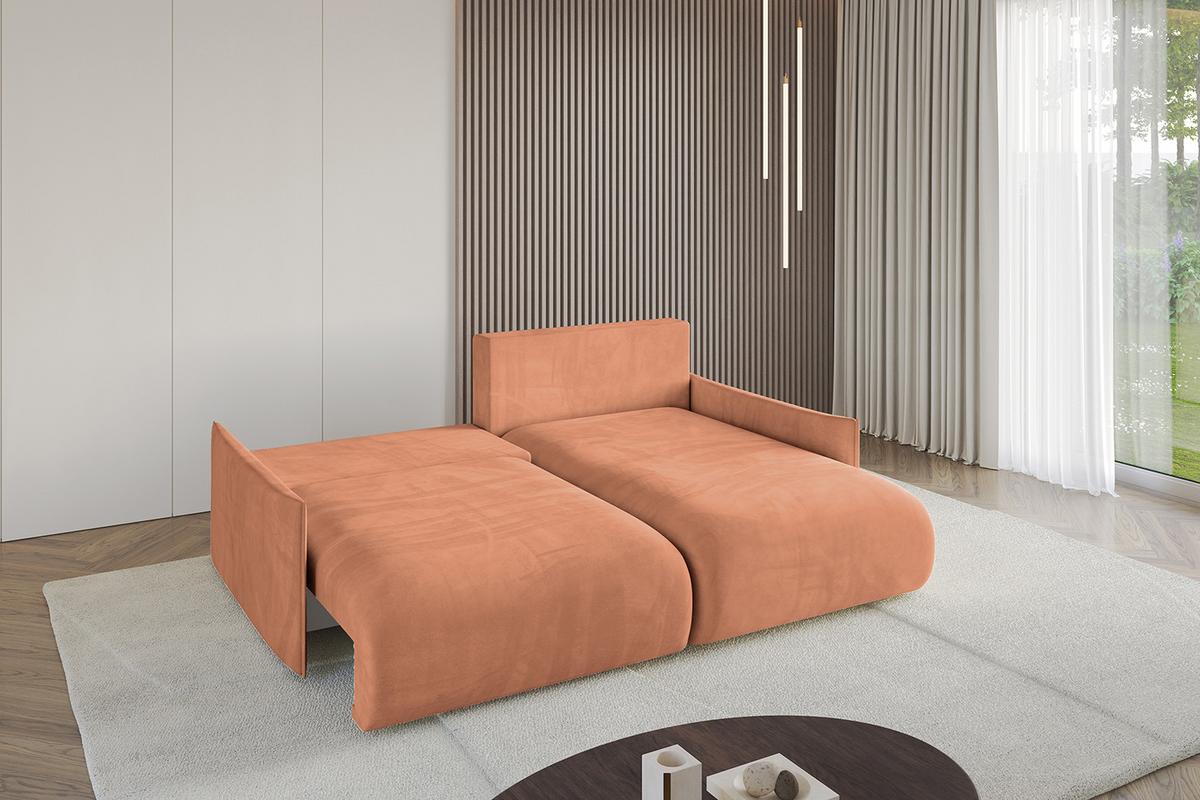ECKSOFA Ottomane rechts ONESK-L-v1 216x177x72 Koralle Velours - Koralle, Holzwerkstoff/Kunststoff (177/216cm) - ALTDECOR