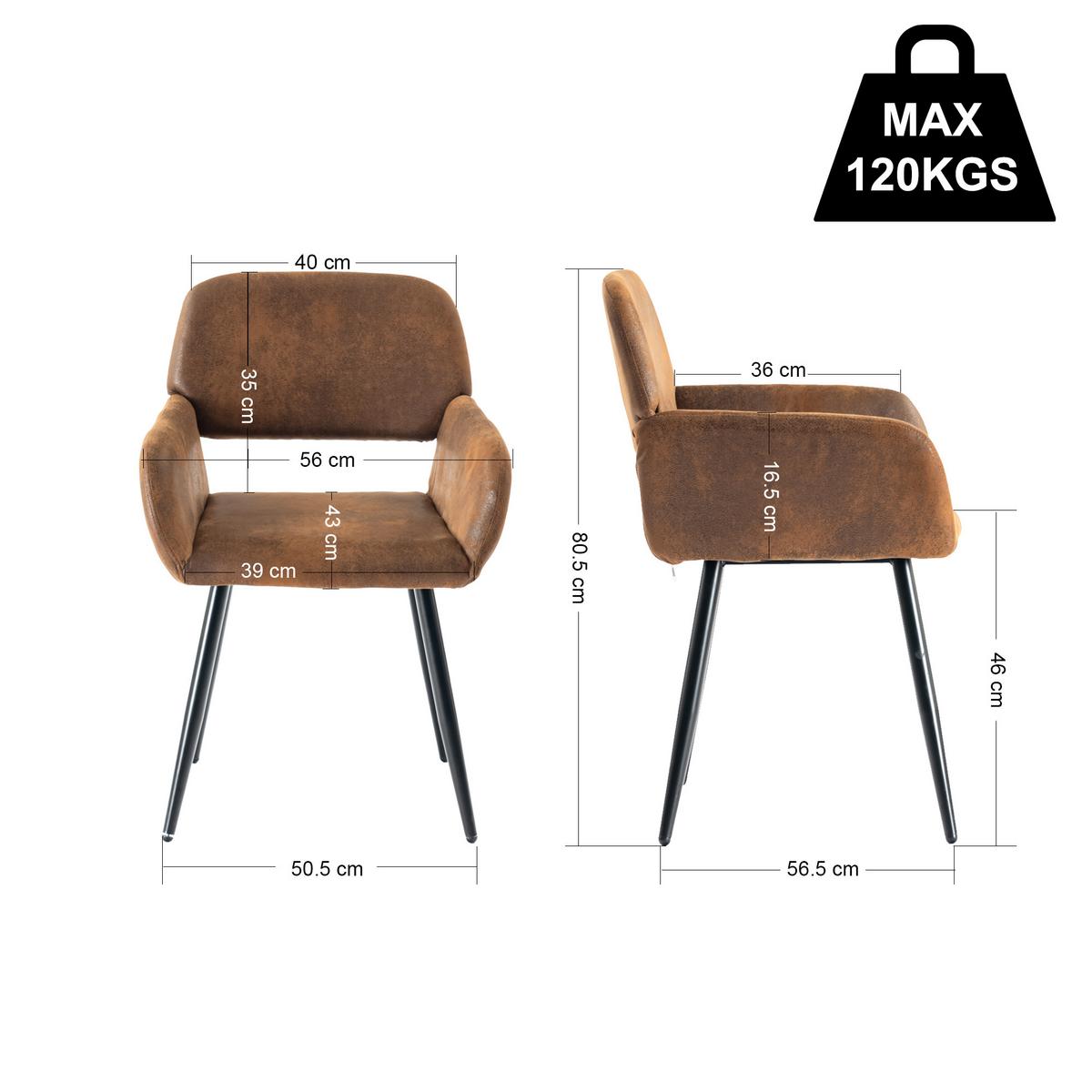 ARMLEHNSTUHL-SET 2 Stück braun - Braun, Holzwerkstoff/Textil (56/77/53cm) - Urban Meuble