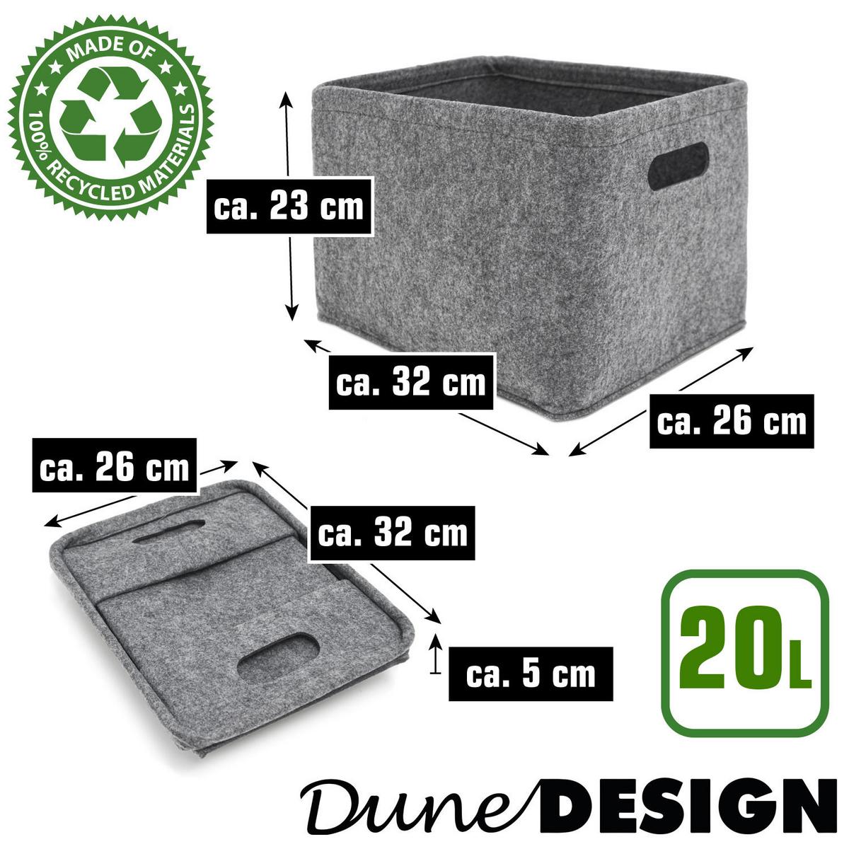 AUFBEWAHRUNGKORB FILZ 2er Set 32/26 , grau - Grau, Kunststoff (23/32/26cm) - Dunedesign