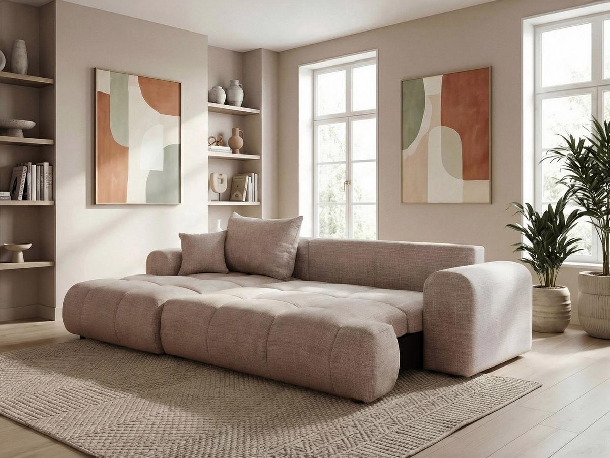 ECKSOFA MILANO Links mit Schlaffunktion und Bettkasten Grau-Braun - Graubraun, Kunststoff/Textil (265/145cm) - Idohome