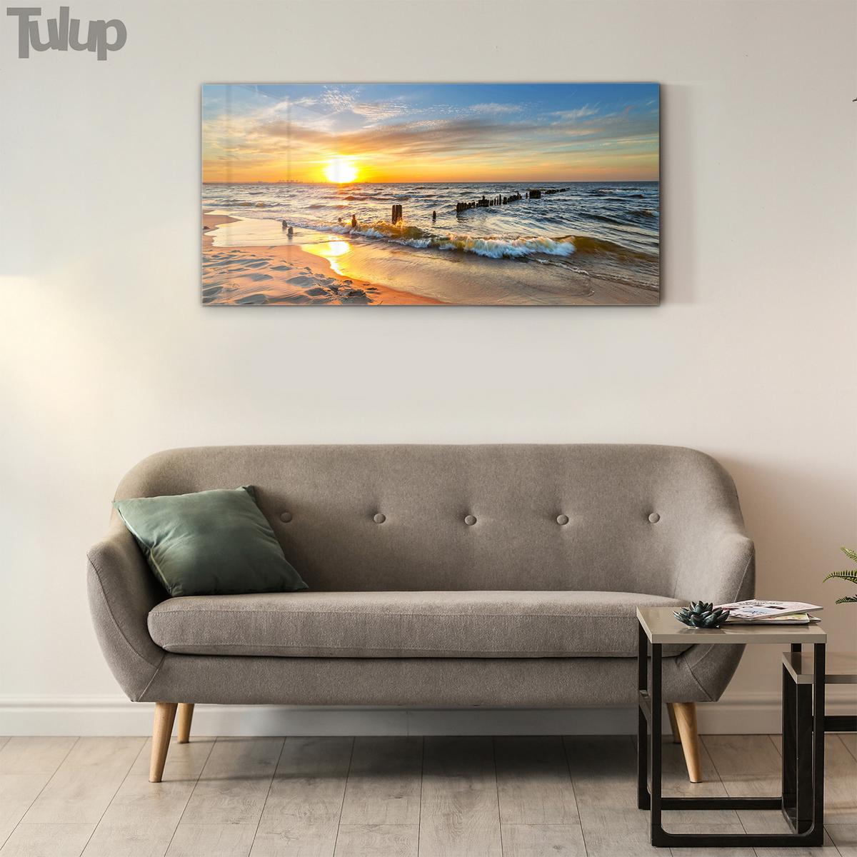 GLASBILD 100x50 cm Strand - Beige, Glas (100/50cm) - TULUP