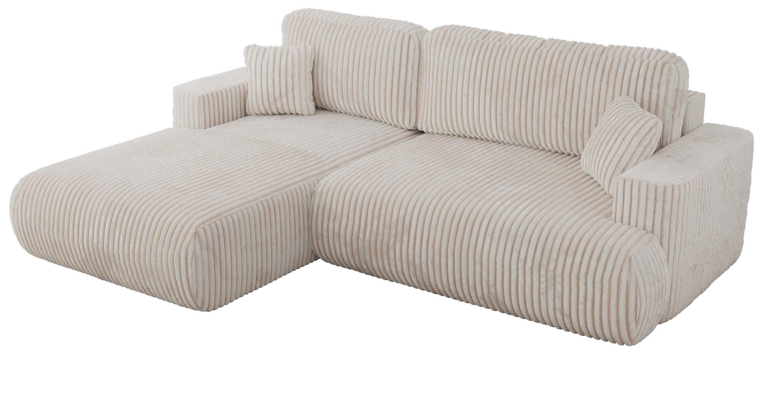 ECKSOFA OVO L Beige Cord - Links Seite - Beige/Schwarz, Kunststoff/Textil (271/195cm) - MKS