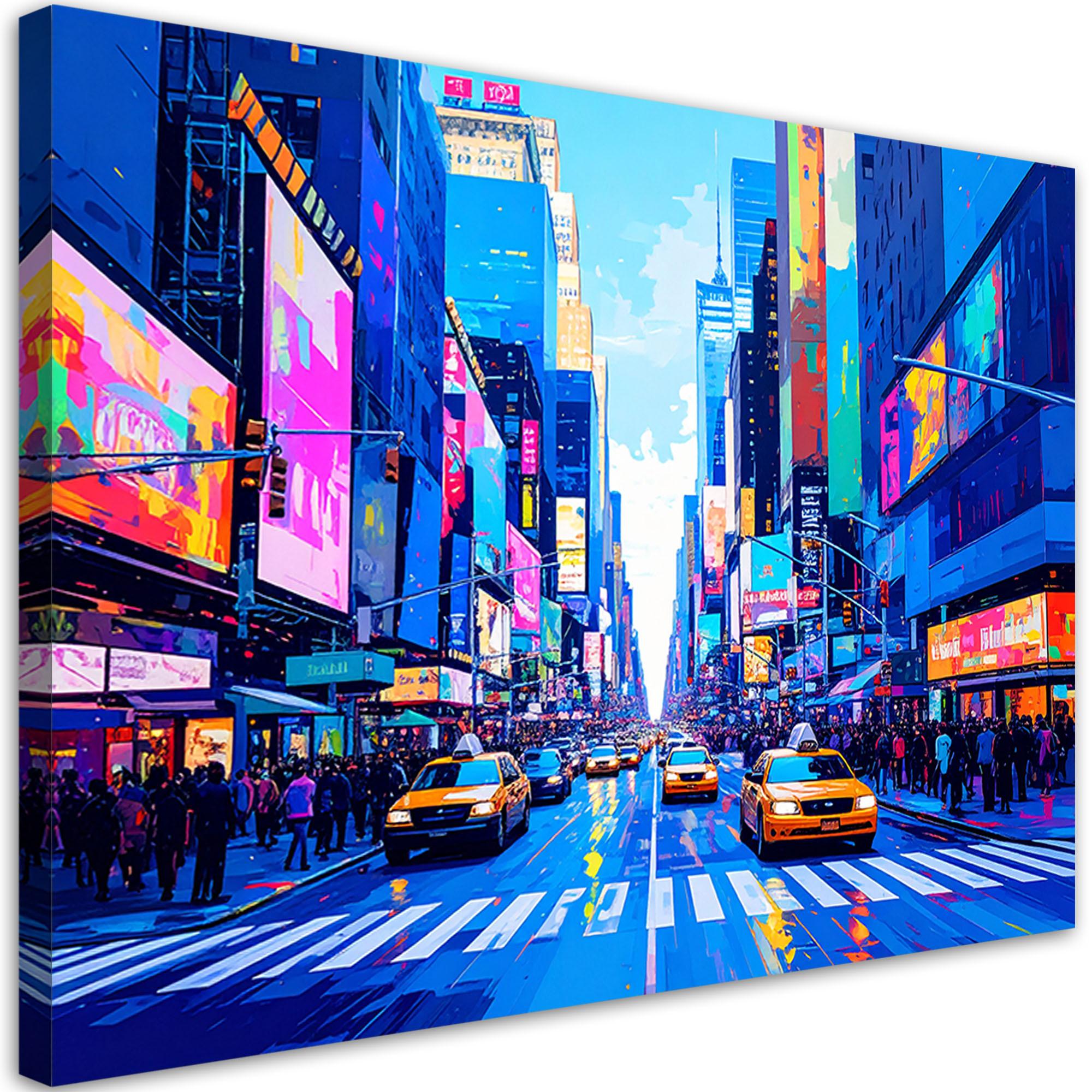 LEINWANDBILD New York Taxi bunte Stadt 90x60cm - Multicolor, Textil (90/60cm) - Feeby