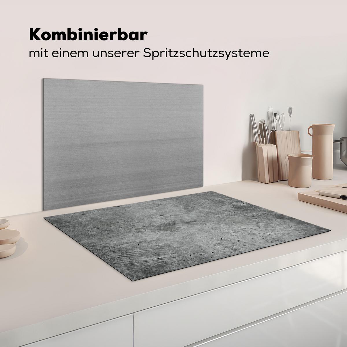 HERDABDECKPLATTE Beton - Schiefer - Grau -Betonstruktur Herdabdeckung Induktionsfeld 75x52 cm - Grau, Kunststoff (75/52/0.2cm) - MuchoWow