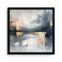 POSTER MIT RAHMENGERAHMTES BILD Kunst - Grau - Gold - Abstrakt 40x40 cm - Dunkelgrau, Papier (40/40cm) - MuchoWow