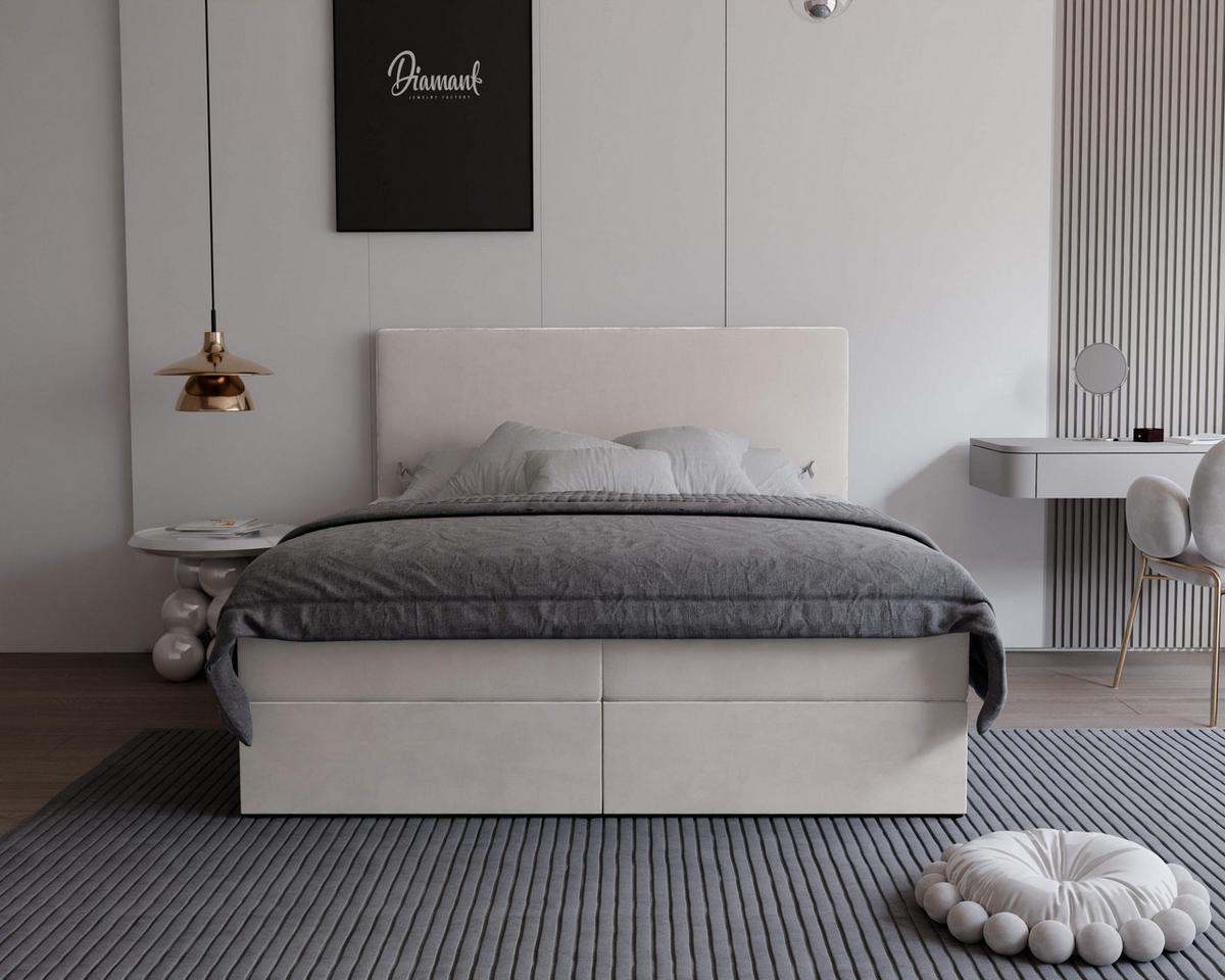BOXBETT 140x200 cm mit Topper - Beige, Holzwerkstoff/Textil (140/200cm) - Idohome