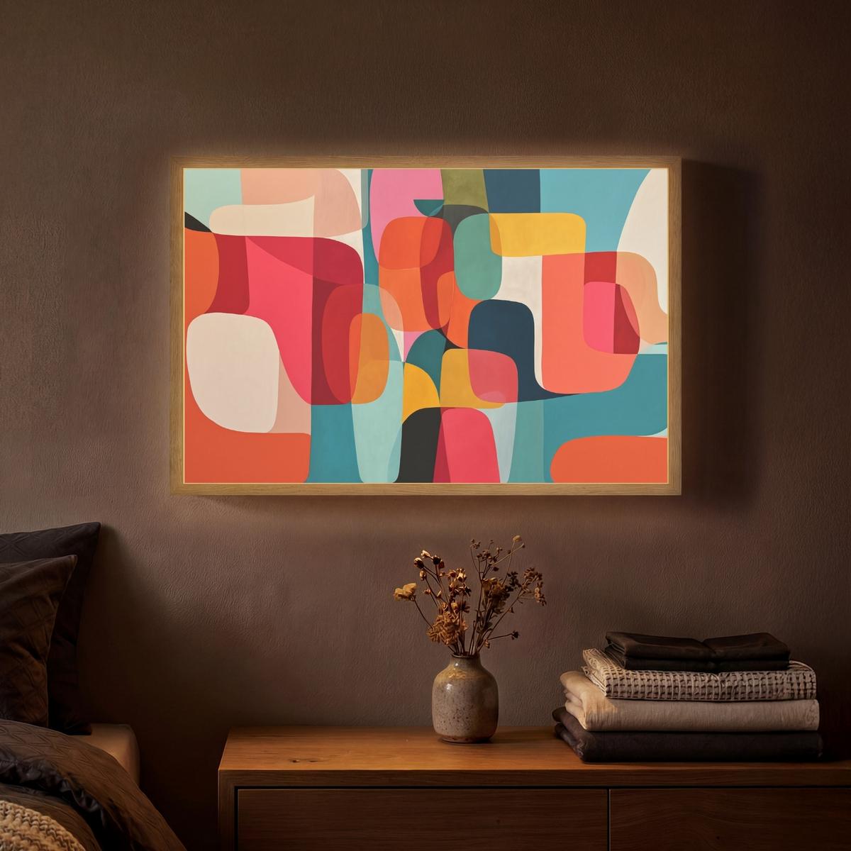 WANDLEUCHTE MIT AKKU Formen - Bunt - Abstrakt - Flugzeuge 60x40 cm - Multicolor, Holzwerkstoff (60/40/8cm) - OnlyWow