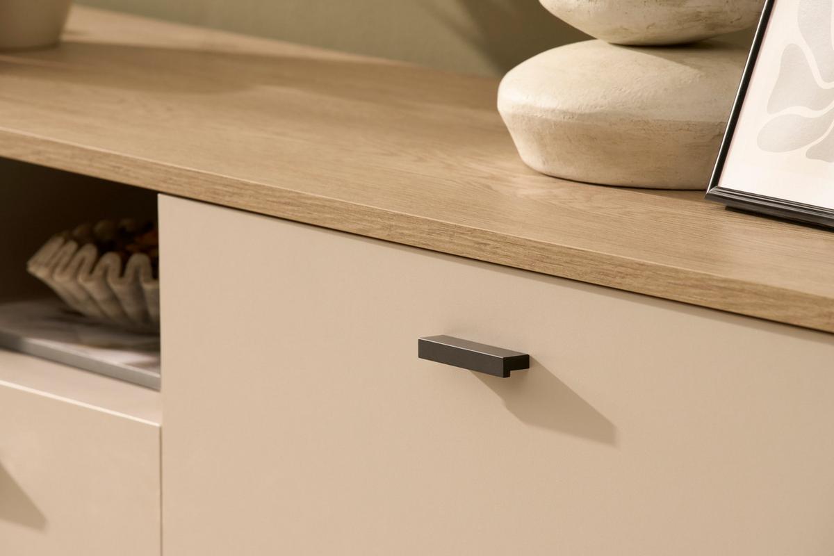 SIDEBOARD Kaschmir, Eiche 205 x 95 cm, Kommode mit Soft-Close - Kaschmir/Eichefarben, Holzwerkstoff/Metall (205/95/40cm) - Furn.Design