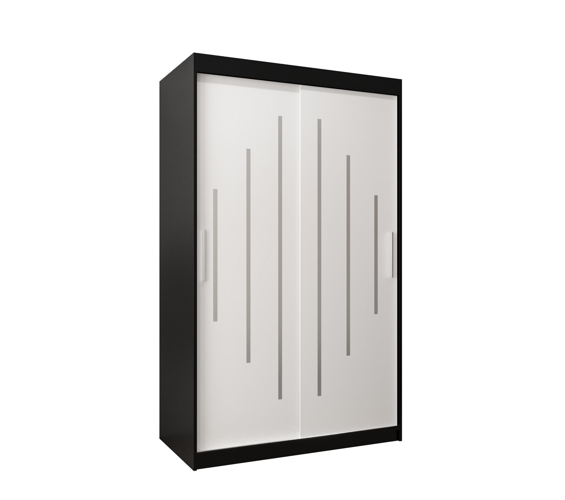 SCHWEBETÜRENSCHRANK 200/120/62 2-türig - Silberfarben/Schwarz, Holz/Kunststoff (120/200/62cm) - Abiks Möbel