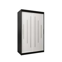 SCHWEBETÜRENSCHRANK 200/120/62 2-türig - Silberfarben/Schwarz, Holz/Kunststoff (120/200/62cm) - Abiks Möbel