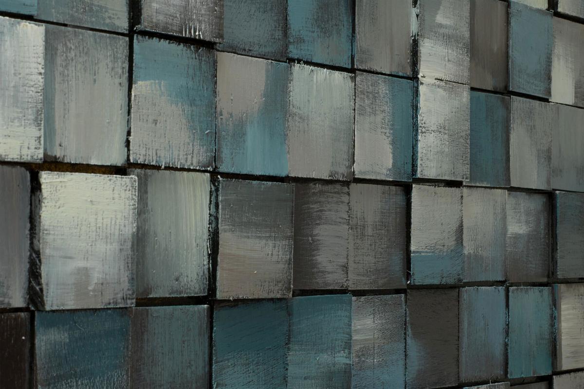 HOLZBILD Blau 144/44 cm - Blau, Holz (7.8/44cm) - KUNSTLOFT