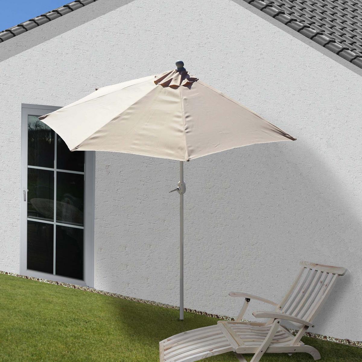SONNENSCHIRM I HALBRUND UV 50+ Cremeweiß - Weiß, Textil (260/135cm) - MCW
