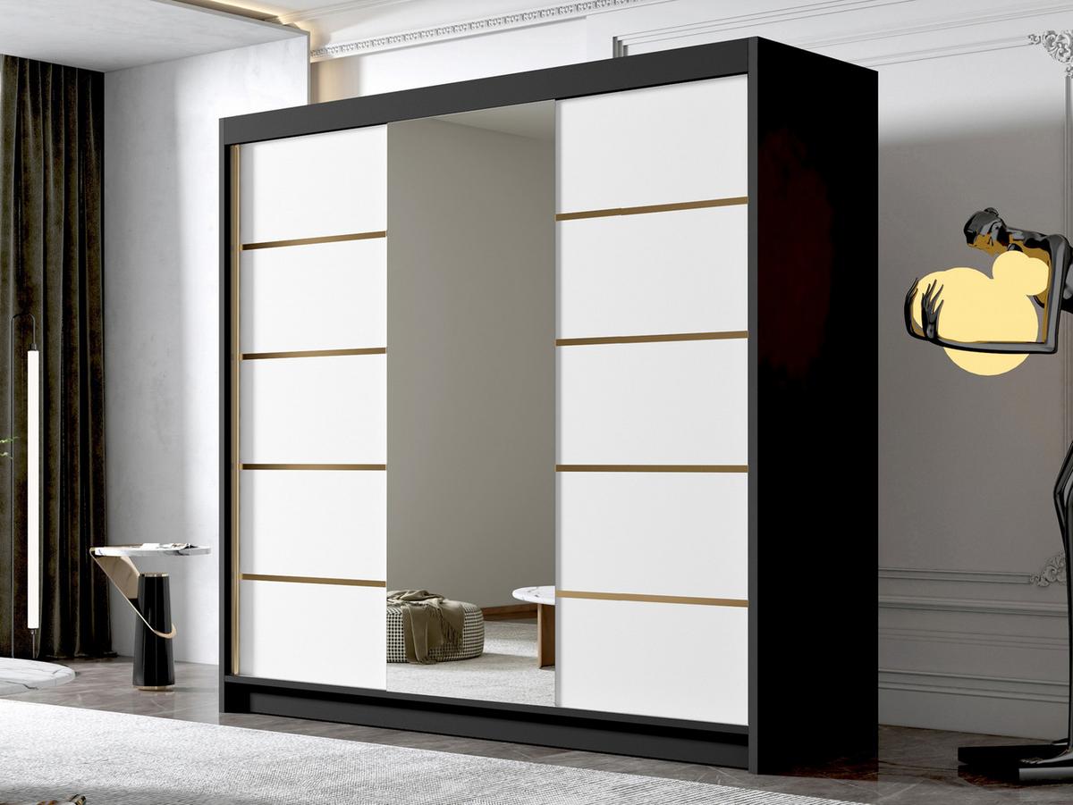 SCHIEBETÜRENSCHRANK Evo VI - Goldfarben, Holzwerkstoff/Metall (200/215/58cm) - MIRJAN24