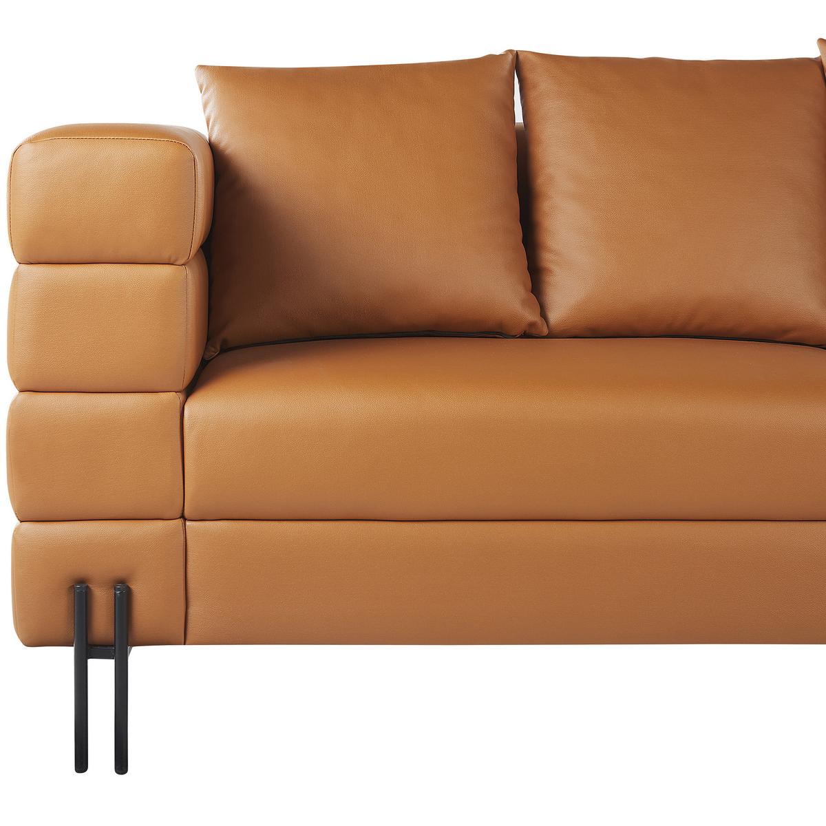 3-SITZER-SOFA Kunstleder Braun Granna - Hellbraun, Kunststoff/Textil (209/74/82cm) - Beliani