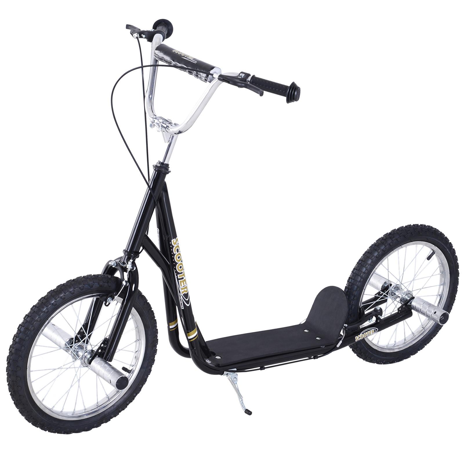 KINDERROLLER mit Luftreifen Scooter Roller Kinder Roller Kickboard 16'' Schwarz - Schwarz, Metall (143/58/100cm) - HOMCOM