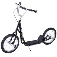 KINDERROLLER mit Luftreifen Scooter Roller Kinder Roller Kickboard 16'' Schwarz - Schwarz, Metall (143/58/100cm) - HOMCOM