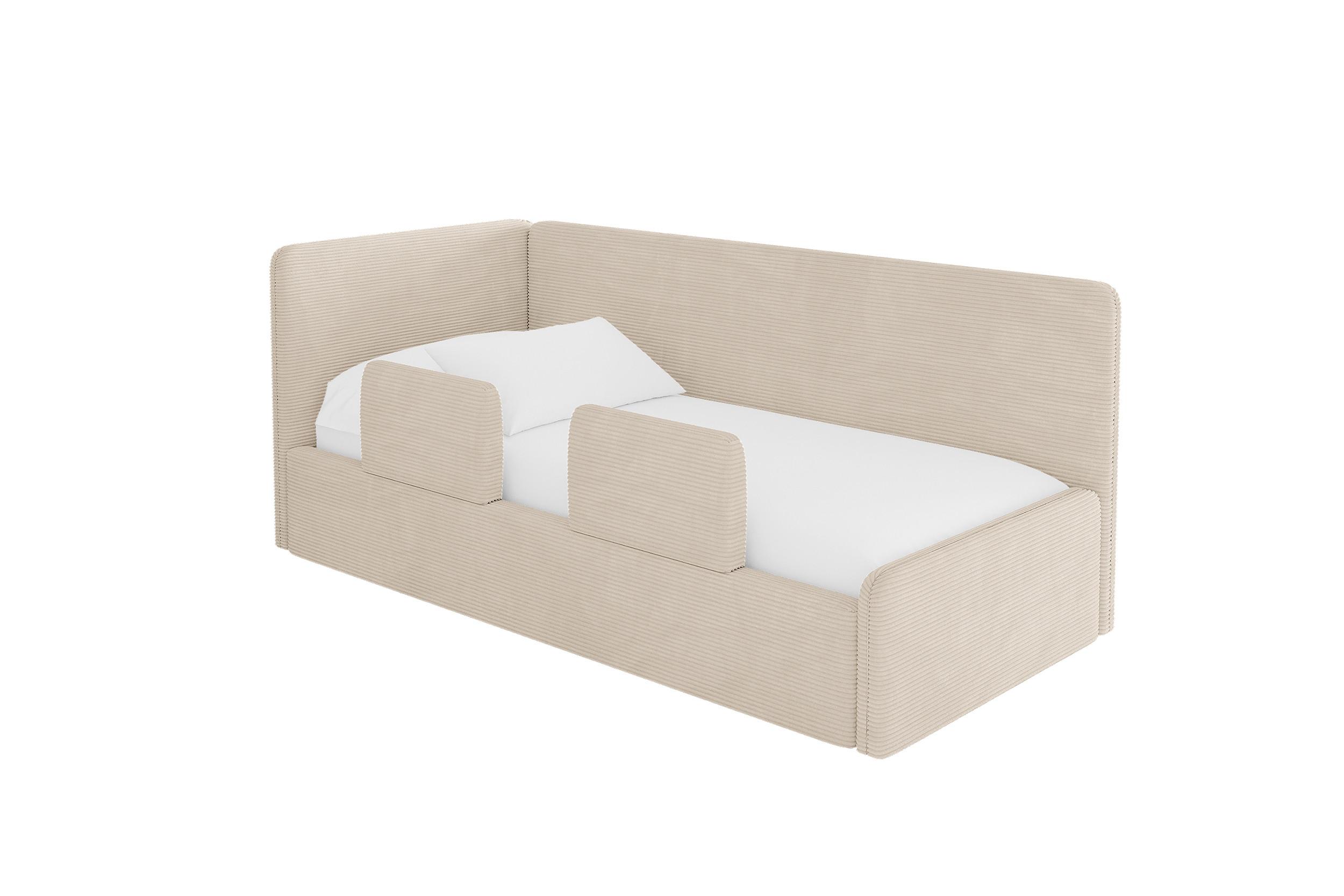 EINZELLBETT Jugendbett mit Bettkasten und Matratze H3/H4, Rechts - NORY 100x200 Beige - Kaschmir, Holzwerkstoff/Textil (100/200cm) - ALTDECOR