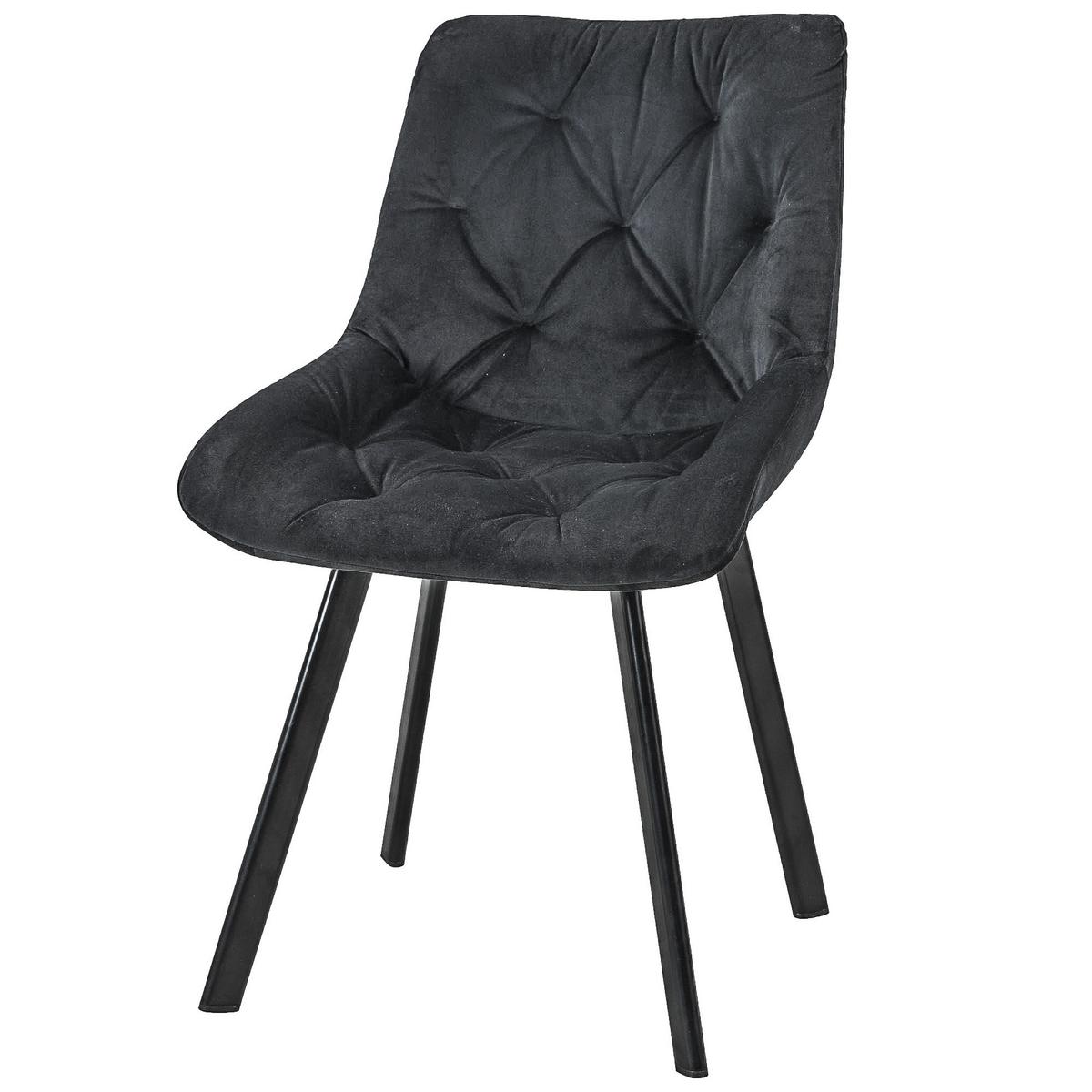 POLSTERSTUHL, Samt, Metallbeine Schwarz 50/90/58,5 - Schwarz, Textil (50/90/59cm) - RAUMHIRSCH FURNITURE