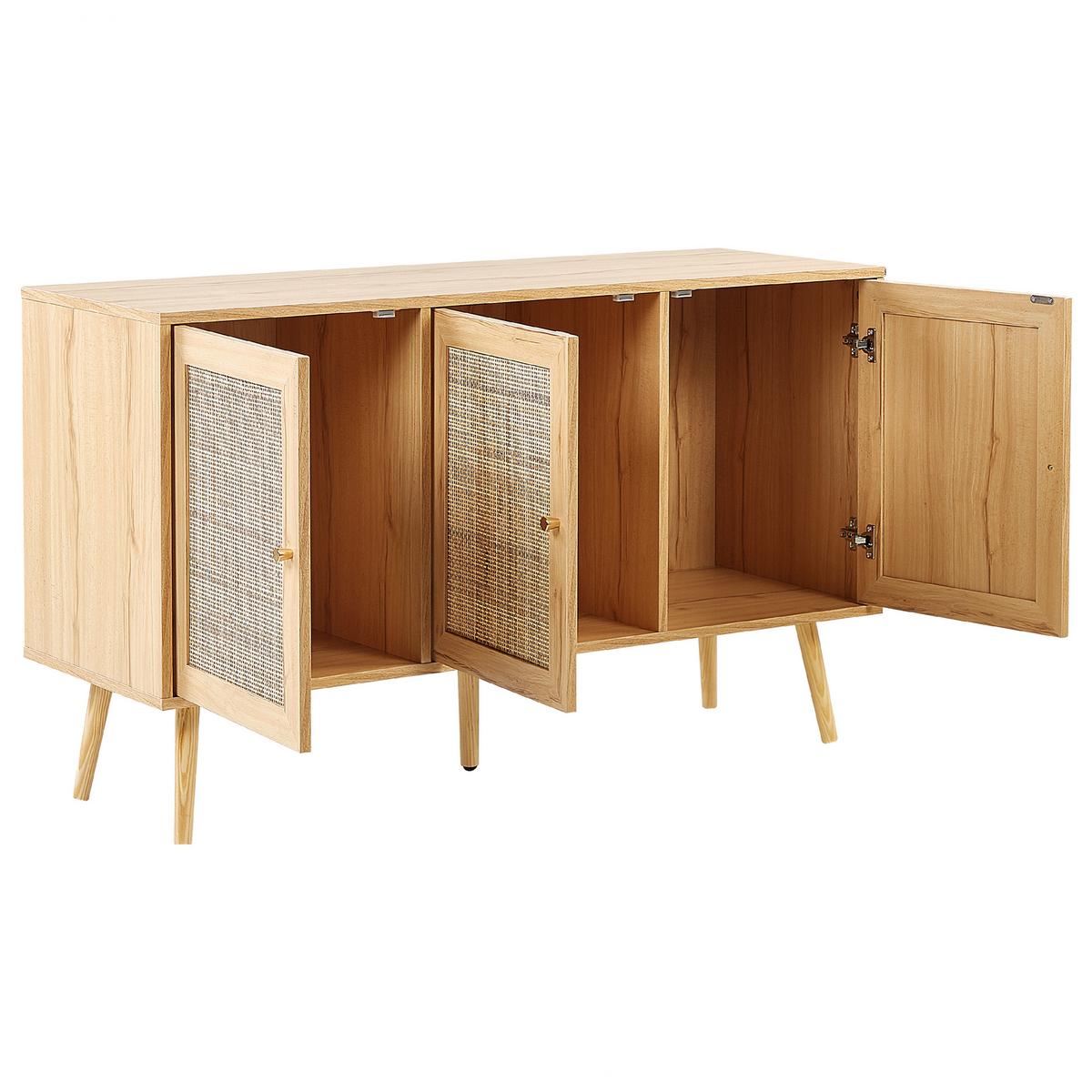 SIDEBOARD Heller Holzfarbton Perote - Hellbraun/Goldfarben, Naturmaterialien (120/71/40cm) - Beliani