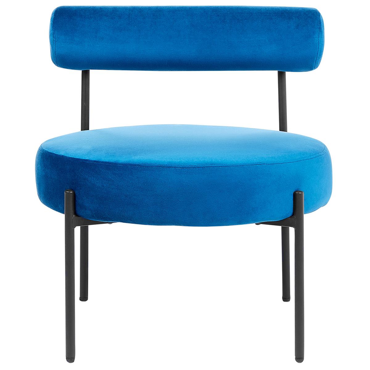 SESSEL Samtstoff Blau Alpha - Blau, Textil/Metall (60/66/60cm) - Beliani
