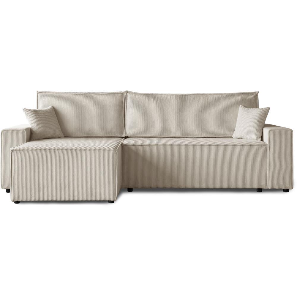 ECKSCHLAFSOFA mit Schlaffunktion Hektor, 277 cm, Ottomane 100 cm, beige - Beige/Schwarz, Kunststoff/Textil (277/152cm) - Beautysofa