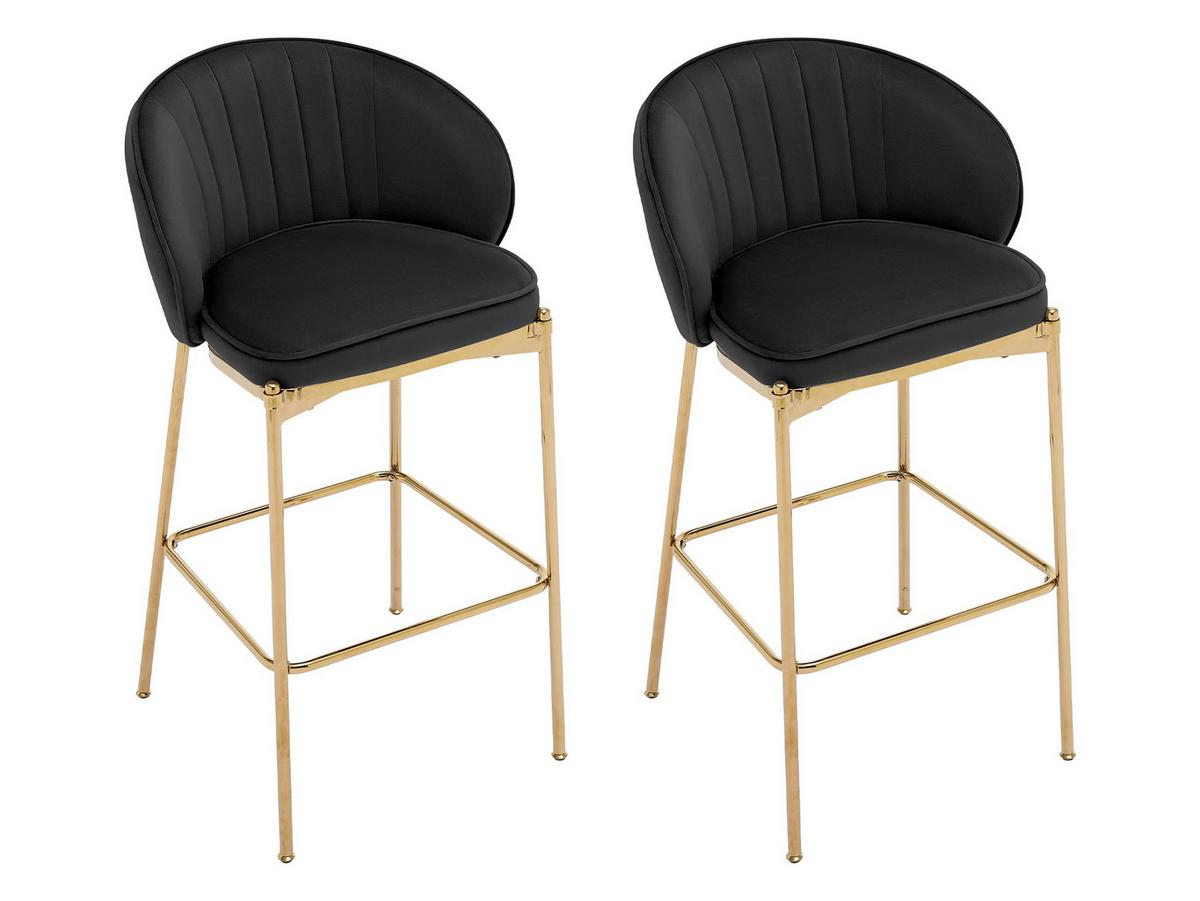 BARHOCKER-SET Muz BS-1258/GL - Goldfarben/Schwarz, Textil/Metall (55/101/51cm) - MIRJAN24