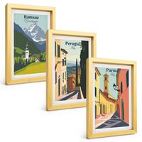BILDER SET 3er Set - 20x30 cm Goldrahmen - Berglandschaften und Italien - Goldfarben, Kunststoff (20/30cm) - TULUP