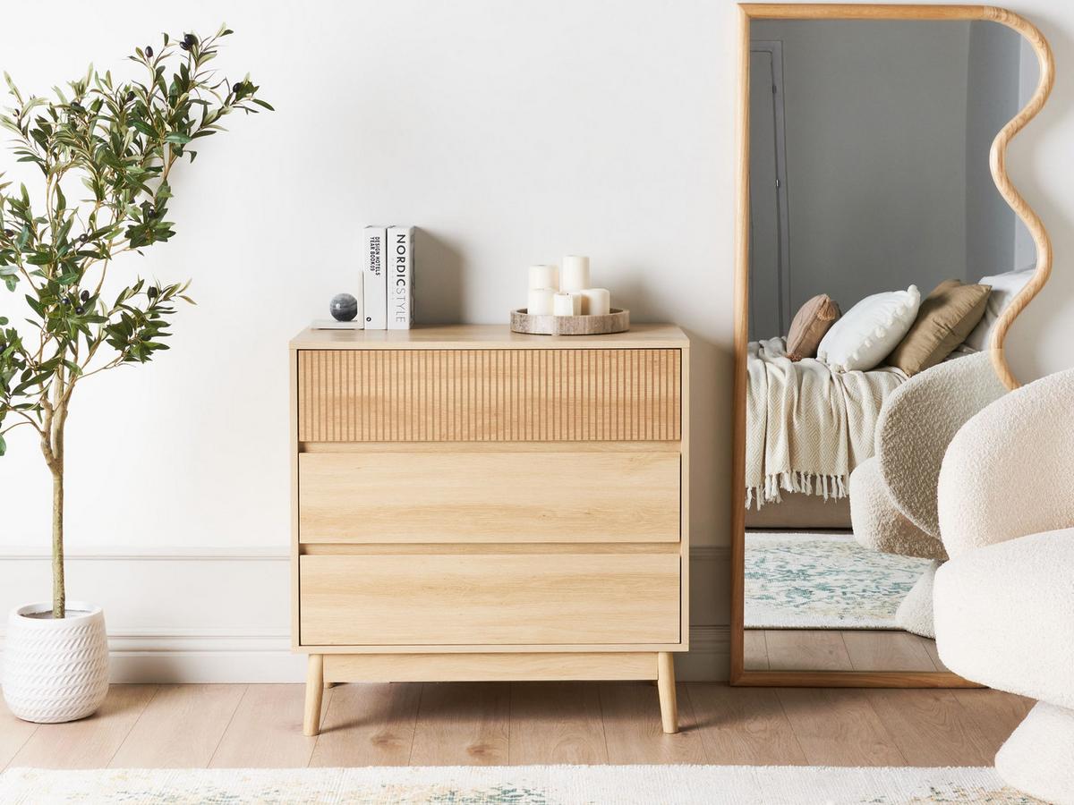 KOMMODE mit 3 Schubladen Hellbraun Wales - Braun, Holzwerkstoff (80/80/40cm) - Beliani