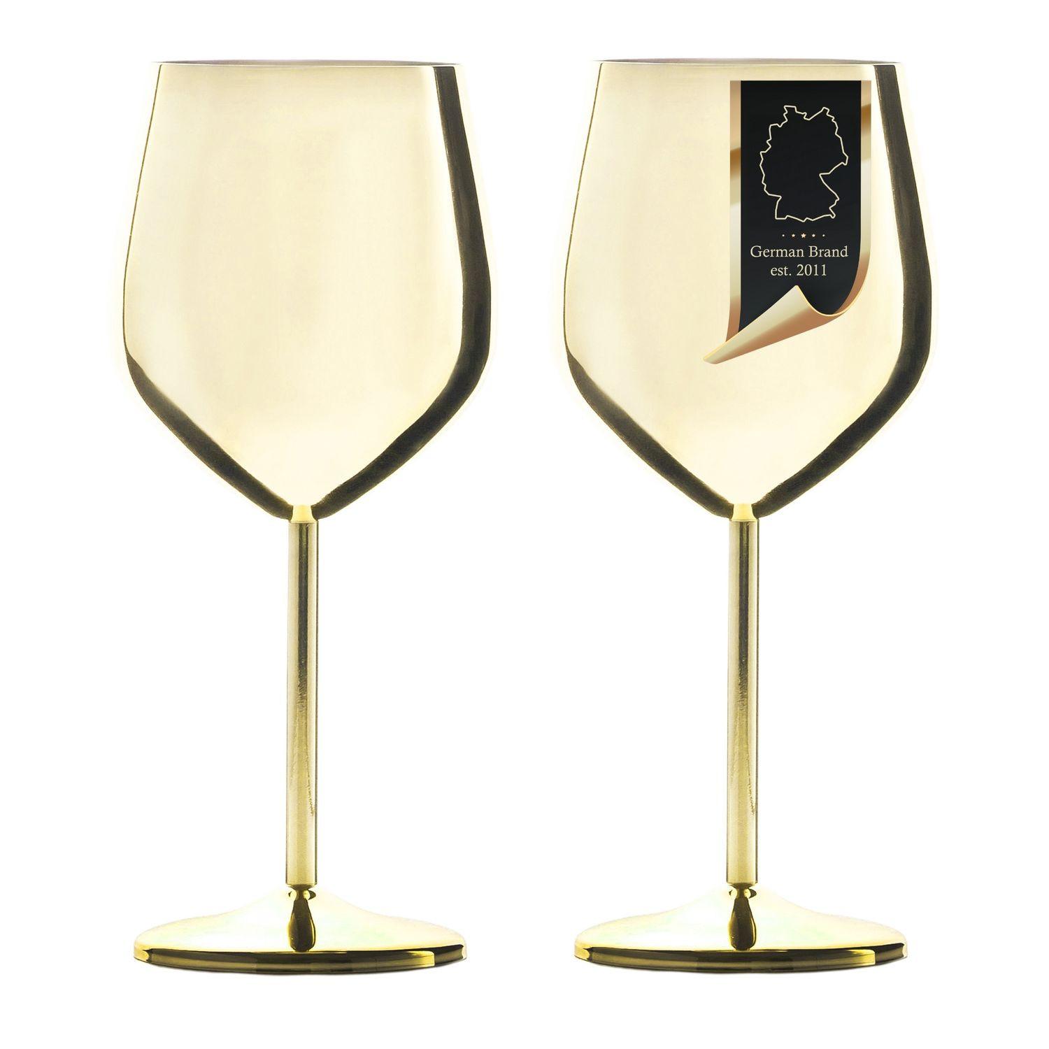 WEINGLAS-SET Edelstahl 400 ml (2er-Set) - Goldfarben, Metall (0.4L) - Intirilife