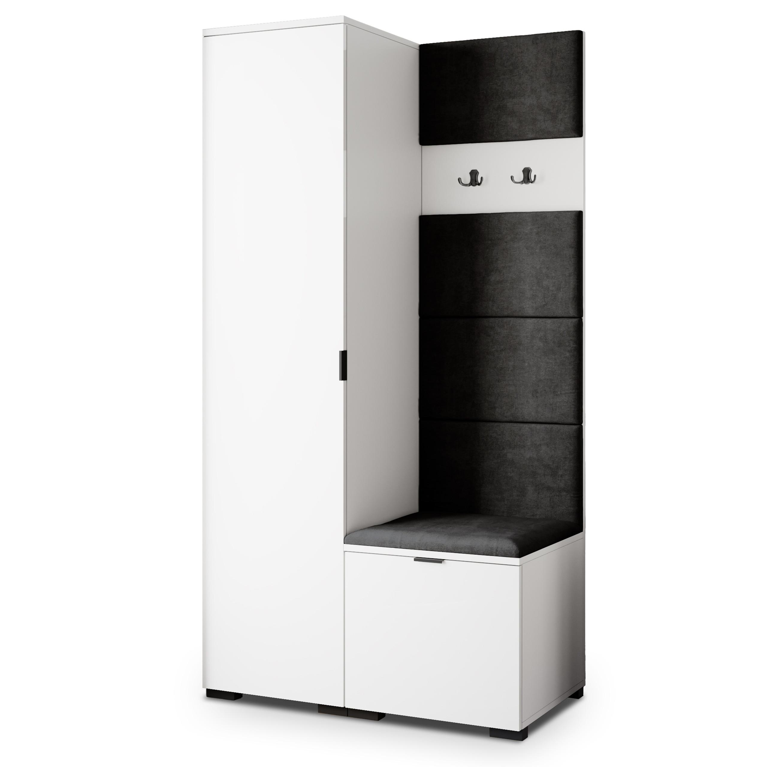GARDEROBENSCHRANK LORI 95/181/51 cm Modern Weiß - Schwarz/Weiß, Holzwerkstoff (95/181/51cm) - MASSENO