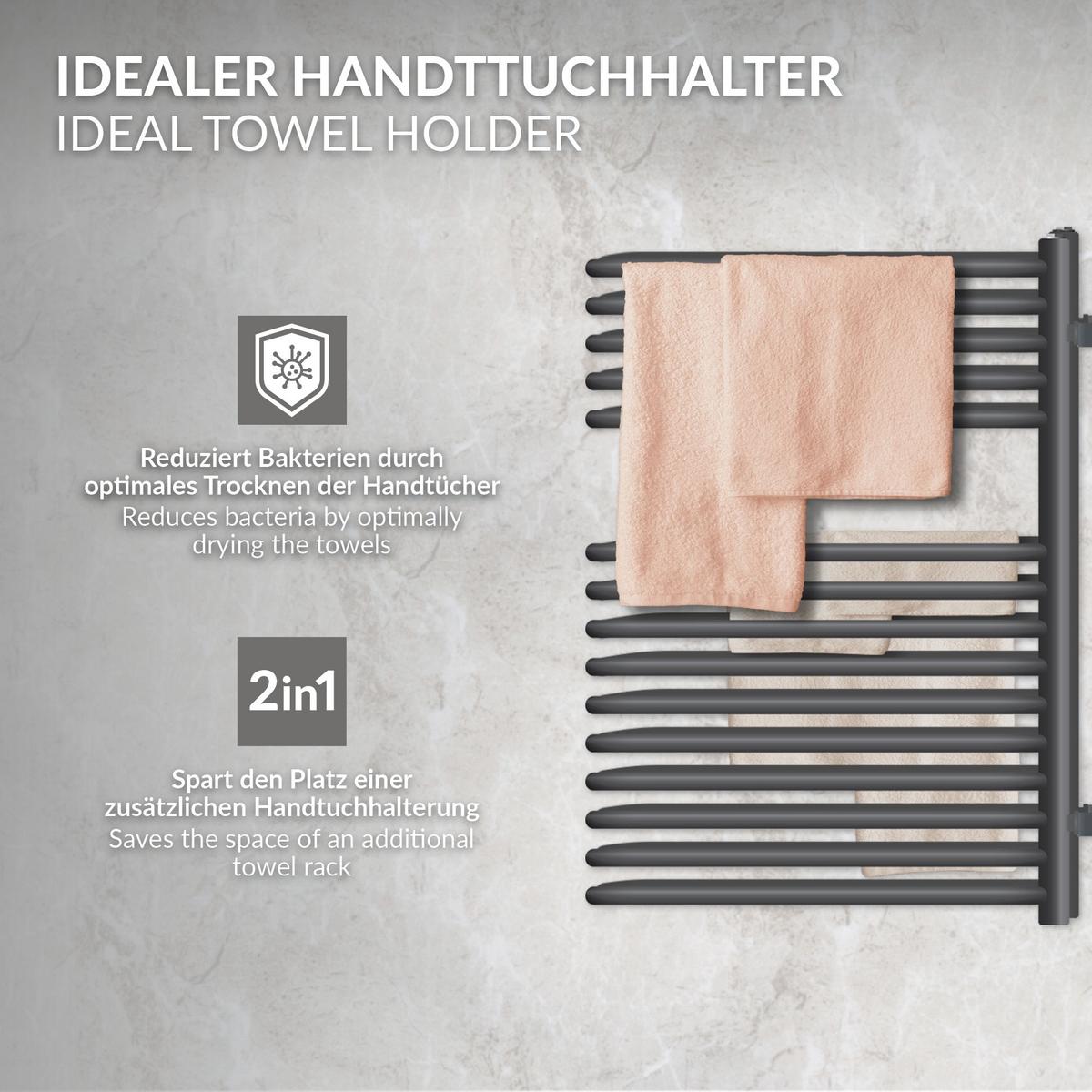 BADHEIZKÖRPER 500x800 mm Anthrazit - Anthrazit, Metall (50/80/16.3cm) - LuxeBath