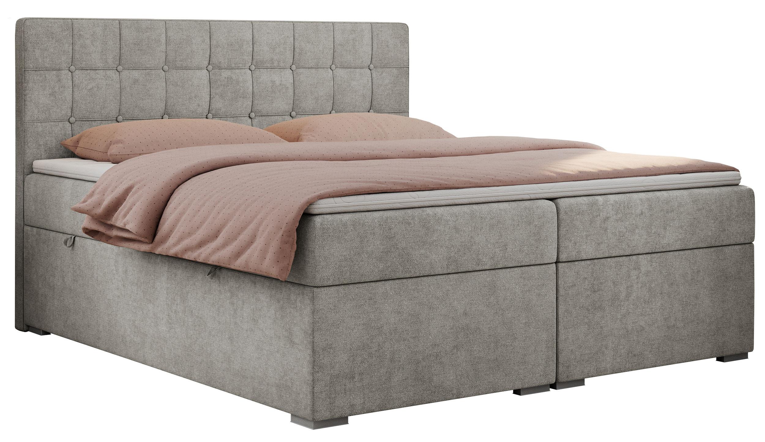 BOXBETT CARMEN 200/200 Hellgrau Struktur - H3 - Hellgrau, Holz/Textil (200/200cm) - MKS
