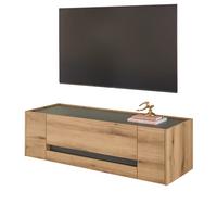 TV-LOWBOARD Eiche Evoke, grau 140 cm, TV-Unterteil mit Doppelschubkasten - Eichefarben/Schwarz, Holzwerkstoff/Kunststoff (140/40/45cm) - Furn.Design