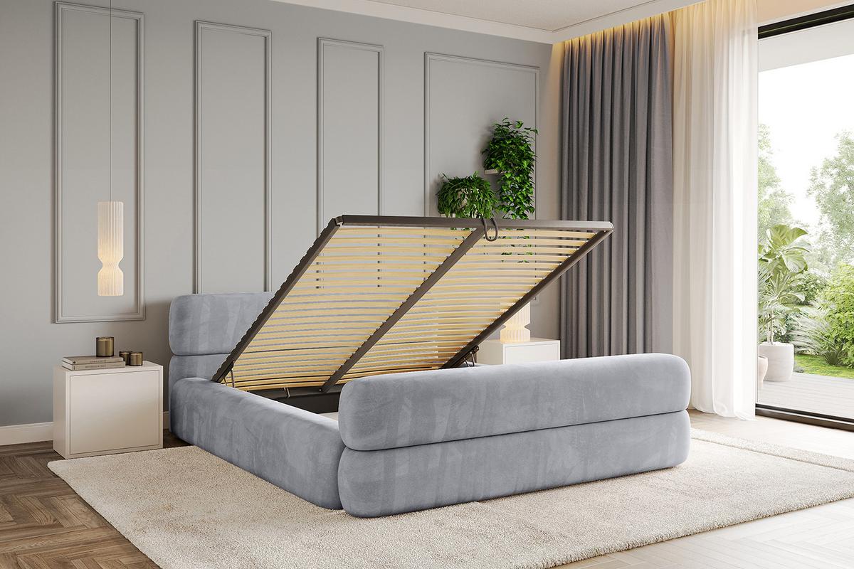 POLSTERBETT mit Bettkasten, Fußteil und Lattenrost, Boxbett mit Matratze H3/H4 - ENORA-Z-V1 180x200 Hellgrau - Hellgrau, Holzwerkstoff/Textil (180/200cm) - ALTDECOR