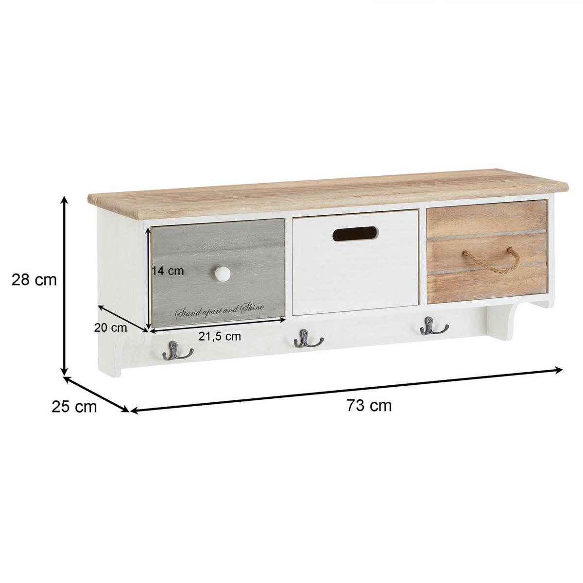 WANDGARDEROBE SALVA weiß - Weiß, Holz (73/28/25cm) - CARO-Möbel