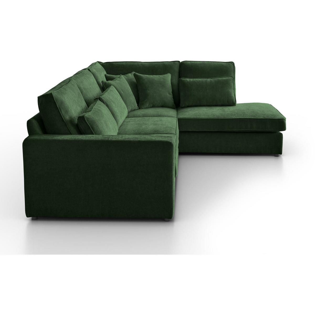 ECKSOFA Parma ohne Schlaffunktion dunkelgrün rechts - Dunkelgrün/Schwarz, Textil (314/224cm) - Beautysofa