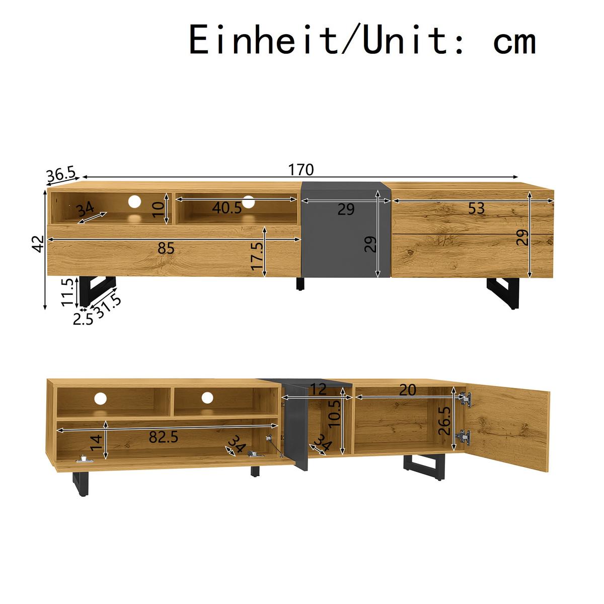BEISTELLTISCH Vintage 180 cm - Braun, Holz (38/50/180cm) - Urban Meuble