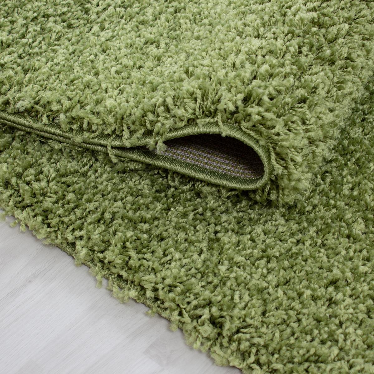 HOCHFLORTEPPICH RHEIN, einfarbig, Grün, Ø 200 cm - Grün, Textil (200/200cm) - KADIMA DESIGN