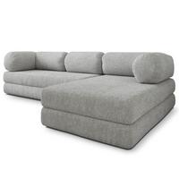 ECKSOFA KELI modulares Boneless Sofa mit Schlaffunktion Hellgrau Boucle-Stoff - Hellgrau, Textil (270/160cm) - MASSENO