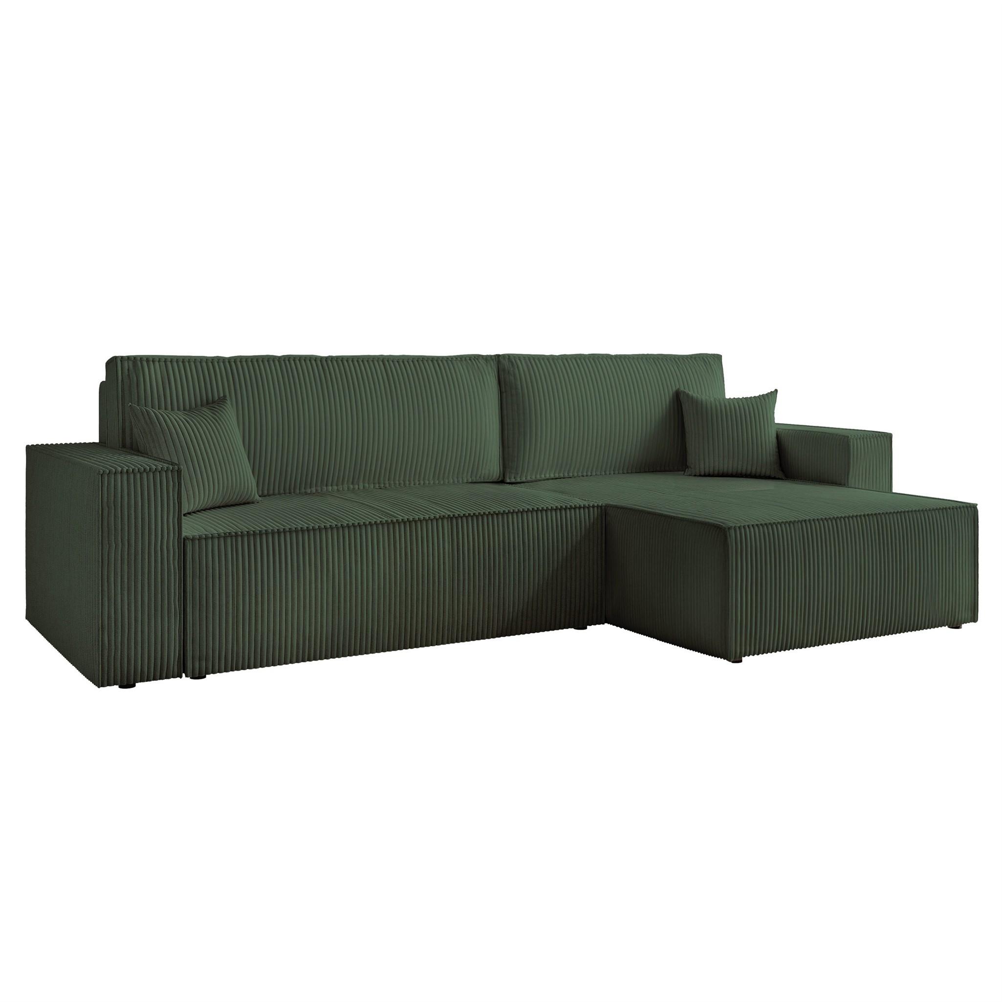 ECKSOFA Adara Max Mit Schlaffunktion - Grün, Holzwerkstoff/Textil (145/276cm) - Fun Möbel