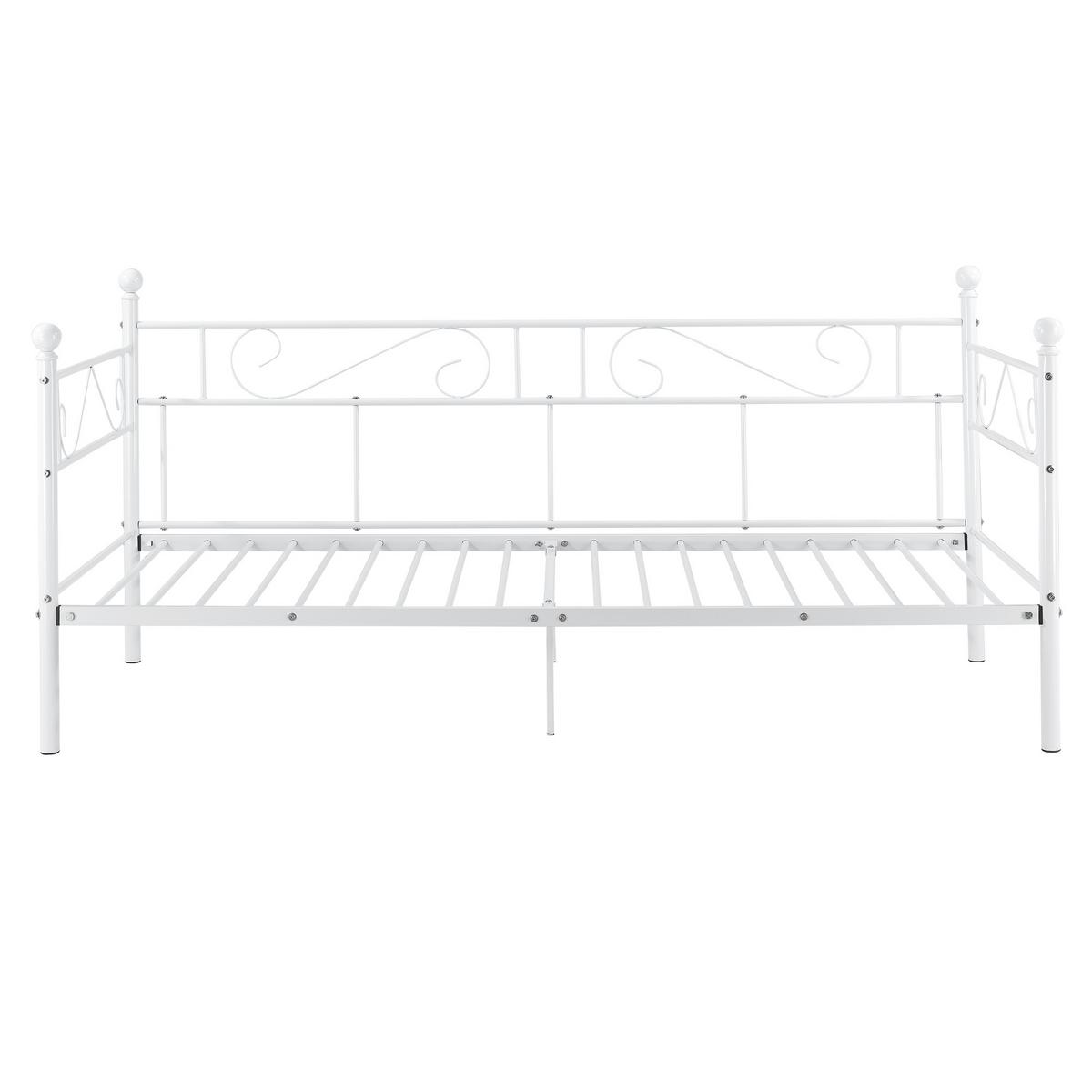 TAGESBETT Granada mit Matratze - Weiß, Textil/Metall (90/200cm) - [en.casa]