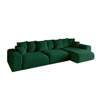 ECKSOFA Ottomane rechts ESKAR-L2 364x176x72 Dunkelgrün Cord - Dunkelgrün/Schwarz, Holzwerkstoff/Kunststoff (176/364cm) - ALTDECOR