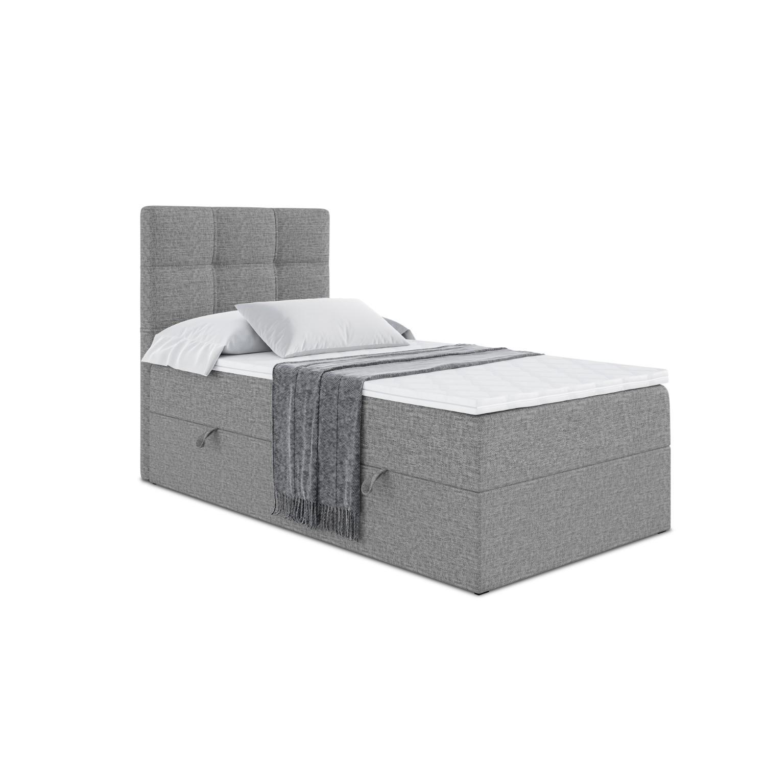 BOXBETT mit Matratze H3 und Lattenrost - MARCE - 90x200 - Links Grau - Grau, Holzwerkstoff (90/200cm) - ALTDECOR