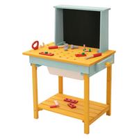 WERKBANK KINDER HOLZ ‎101x37x81 cm ‎Gelb-Türkis - Gelb, Holz/Kunststoff (101/81/37cm) - Joyz