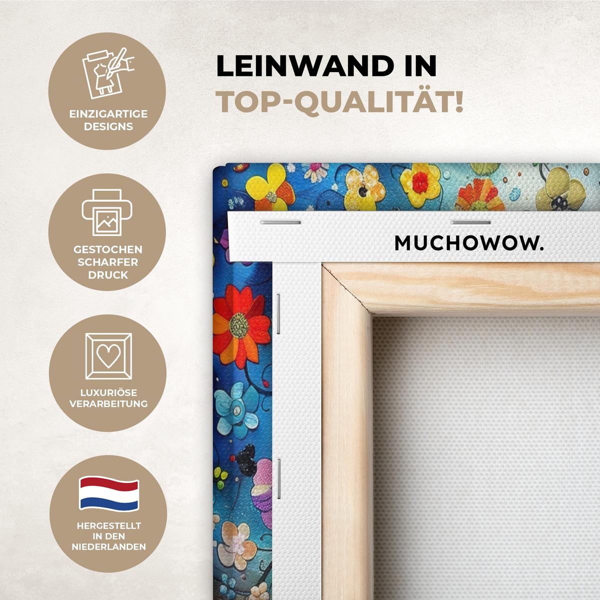 LEINWANDBILD 2er Set Bunt - Baum des Lebens - Blumen - Abstrakt 160x120 cm - Blau, Textil (160/120cm) - MuchoWow