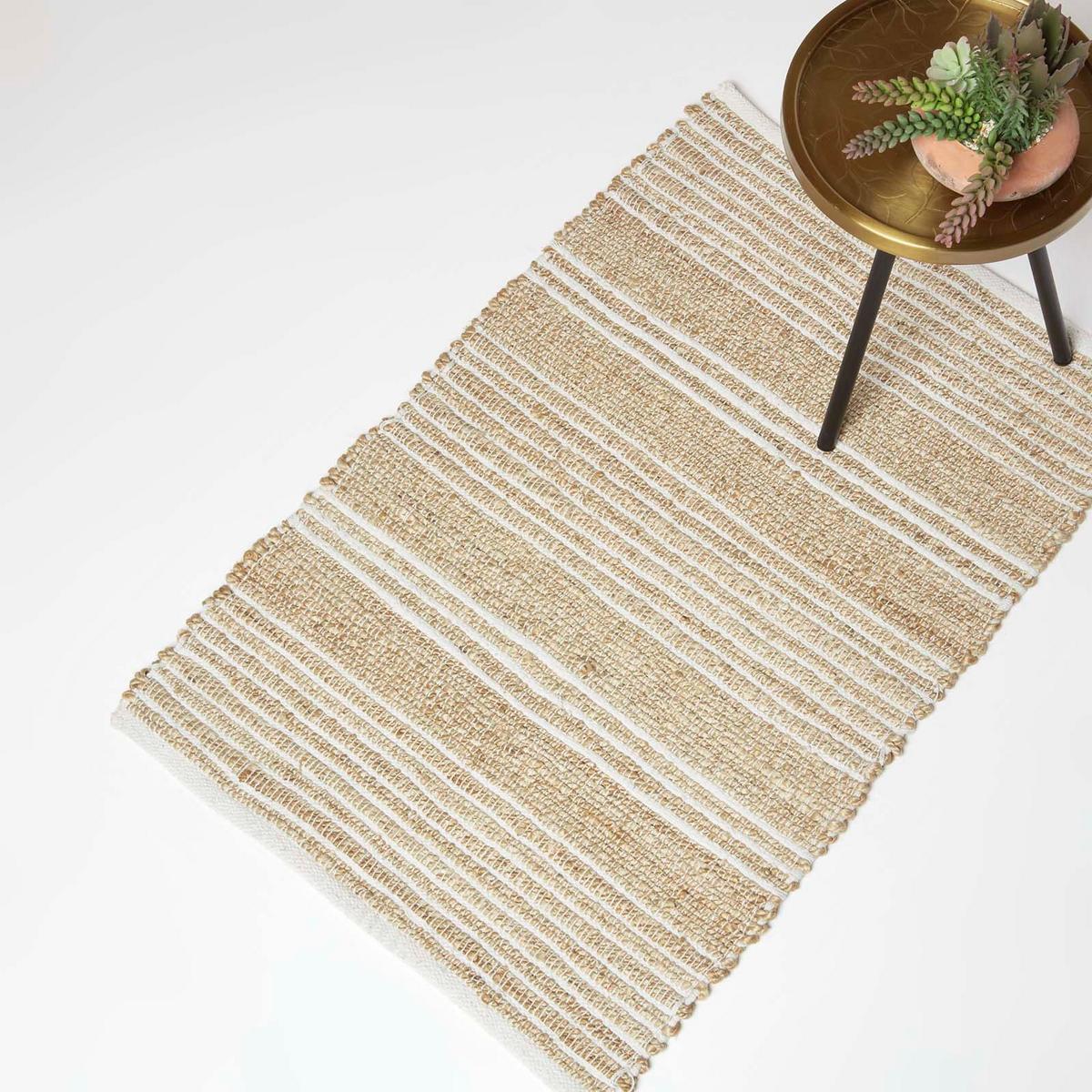 JUTETEPPICH Arlyn gestreift 60/90 cm - Naturfarben, Naturmaterialien (60/90cm) - Homescapes