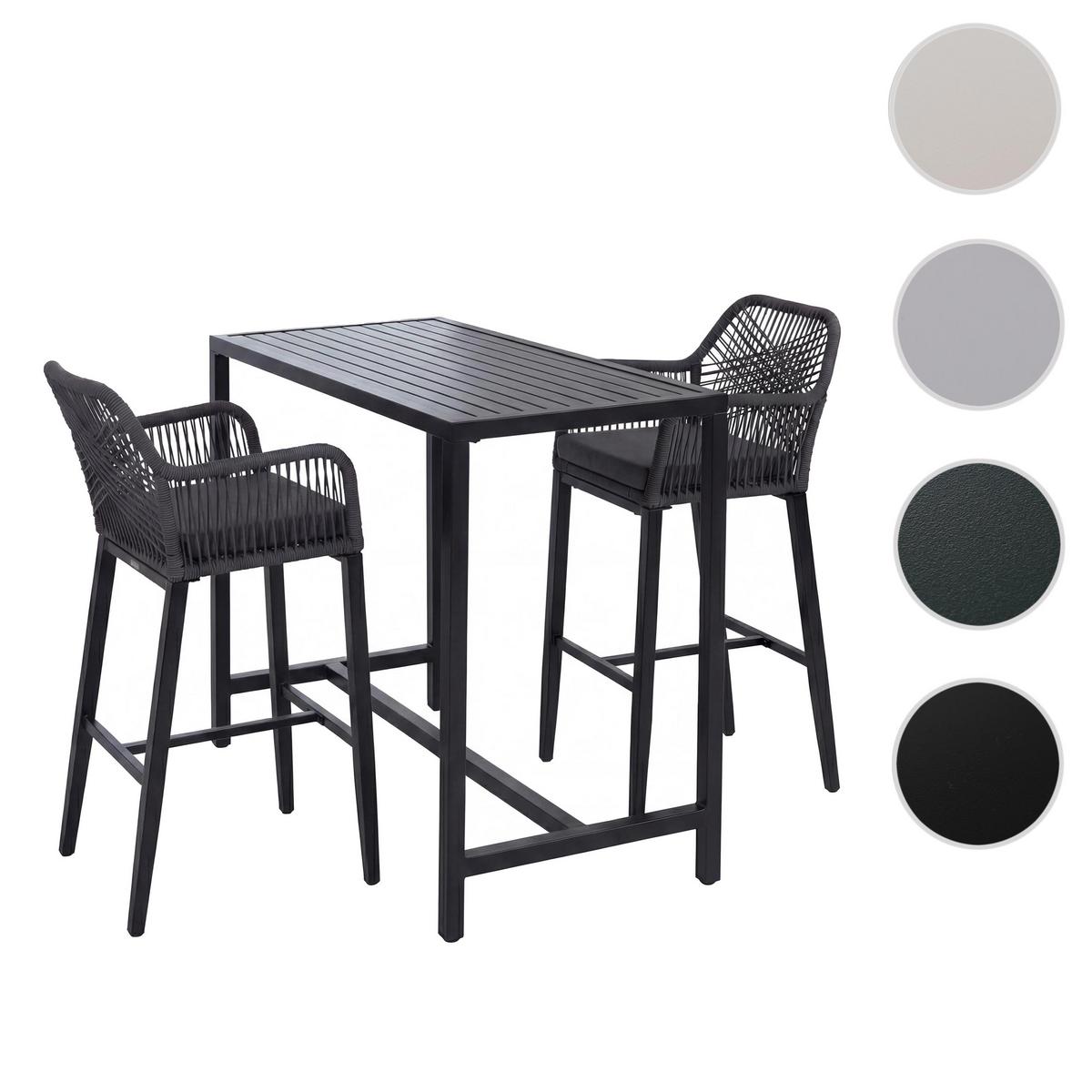 SET BARTISCH + BARHOCKER eckig Grau 3er Set-Set - Grau, Metall (65/130/105cm) - MCW
