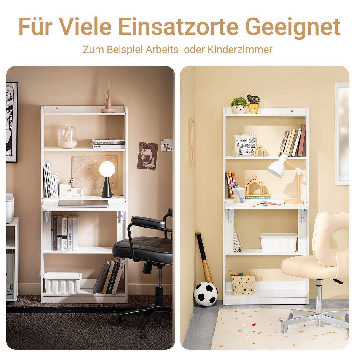 SCHREIBTISCH Klappbar, Weiß 64x145x58cm - Weiß, Holzwerkstoff (58/64/145cm) - SoBuy